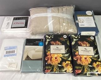 Curtain panels, pillow cases, towels, new