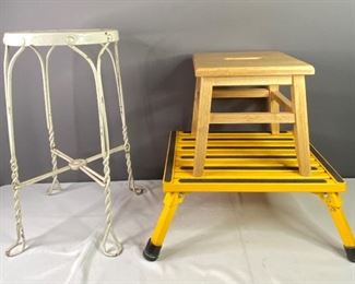 Metal stool, wooden stool, metal riser