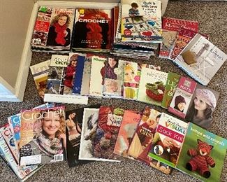 This is only a portion of the knitting and crochet books. Lots of cookbooks and misc books as well. Southern Living, Southern Lady, Victoria, etc magazines too.