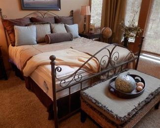 Iron and wrought iron CAL-KING bed with Simmons Pillow Top Mattress....