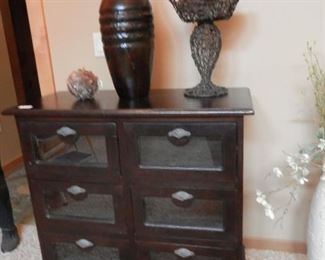 Solid Mahogany Antique Apothecary cabinet and again, more neat decor