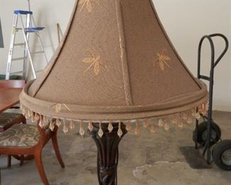 Cute lamp with dragonfly shade....with beads....pole is Barley-Twist....see next photo