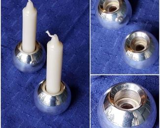 Silver-Plated Candlestick Holders (2) (from Denmark)  [$38 Market Value]  SELLING PRICE: $12