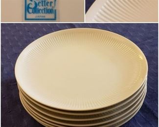 Vintage Sigma "Taste Setter" Ceramic Set of 7 White Fluted Salad/Dessert Plates  (7.5") + 1 Divided Serving Plate (9"), Made in Japan  [$205 Market Value]  SELLING PRICE: $68