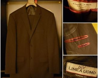 Men's Linea Uomo Dark Charcoal Gray 3-Piece Modern Fit Suit (100% Wool), Jacket 40 R, Hemmed Slacks 34" x 33" (pristine condition, only worn once)  [$300 Market Value]  SELLING PRICE: $99