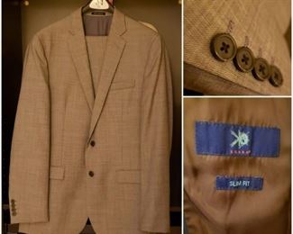 Men's Egara Light Gray Heathered Slim Fit Suit (100% Wool), Jacket 42 L; Hemmed Slacks 34" x 33.75" (excellent condition, only worn once) [$400 Market Value]  SELLING PRICE: $132