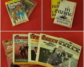 “The Man From U.N.C.L.E.” (5 assorted paperback) + Ian Fleming’s James Bond Thrillers “Casino Royale” & From Russia With Love” [comic books sold] [$6/book Market Value]  SELLING PRICE: $3/book  CAN PURCHASE AT BULK PRICE