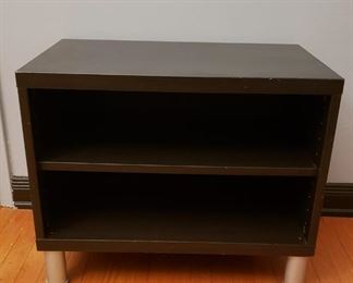 Black-Brown Nightstand w/ 1 Adjustable Shelf & Silver Cylindrical Legs  [$89 Market Value]  SELLING PRICE: $29