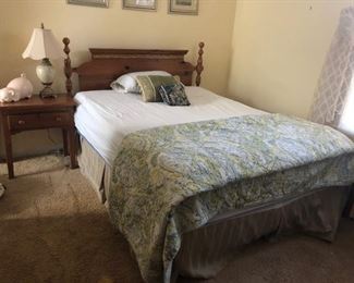 Bed, Linens, Pair of Nightstands