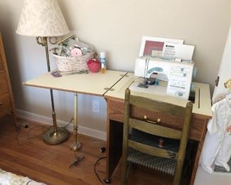 Kenmore Model 385 Sewing Machine w/ Cabinet, Floor Lamp