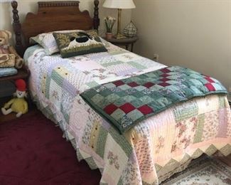 Twin Bed, Linens, Lamp, Rugs, Bunny Pillow