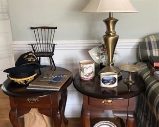 Pair of Side Tables, Lamp, Decor