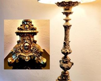 Solid Brass Converted Antique Candle Stand lamp HEAVY $245 or bid #9