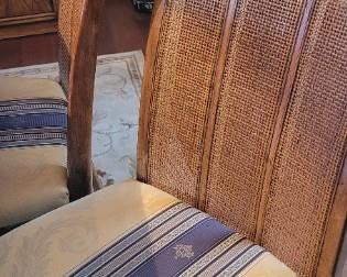 Drexel Heritage Dining Chairs, 6 with upholstered cushions and Cane Backs