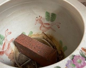 interior of vintage Koi Fish Bowl Planter Jardiniere