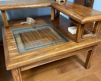 Wooden Tiered table with glass