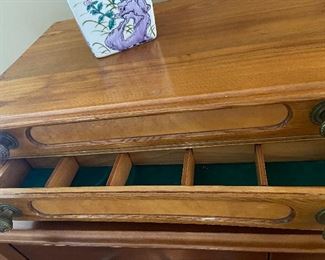 vintage spool chest modified with interior cubbies