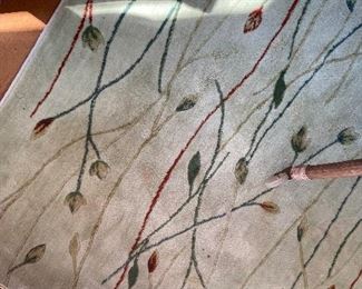 Nourison brand celery-colored carved rug