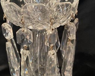 Waterford Candleabras close-up, 10 hanging crystals per candleabra