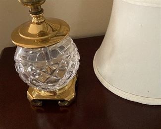 Waterford crystal and brass lamp, 8" tall