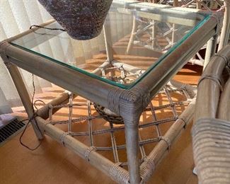 vintage Ficks Reed square glass top table