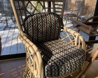 Vintage Ficks Reed 'Wing Back' rattan chair