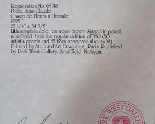 #4 COA for "Champ de Fleurs a Theoule"