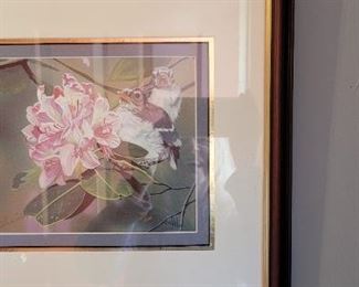 #17 Jim Wilson wildlife art, #47/200 pink flowers and birds