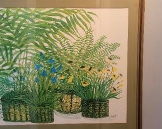 #18 Artist Ida Pellei, Baskets and Greenery, no COA or paperwork
