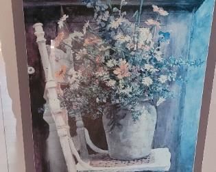 #28 Flower Arrangement in Pot Sitting on a Chair by Patton Wilson, no COA