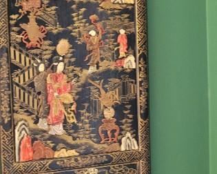 #30 one of two wooden Asian panels in Sunroom, sold as a pair