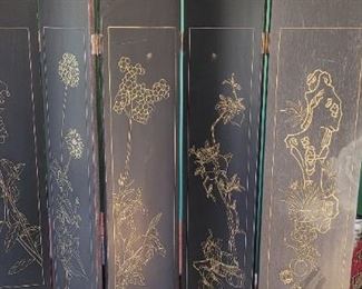 back side of vintage Asian wooden screen