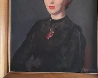 #34 Portrait of a lovely woman, unable to read the artist's signature, oil on canvas