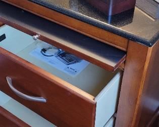 Bassett 5th Avenue with black marble top nightstand, one of two