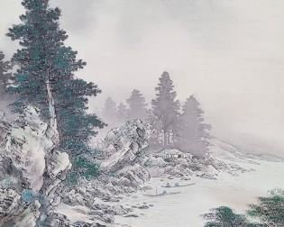 #61 close-up of Asian Scroll Mountains and River