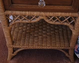 The Regency Collection for Lexington Furniture Co Wicker and Wood by Henry Link pair of nightstands