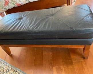 Leather and wood bench