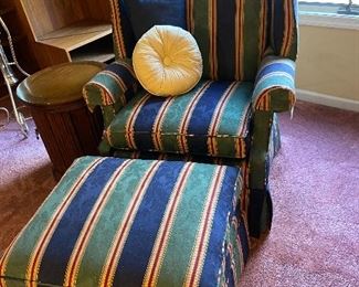 wing back chair and ottoman
