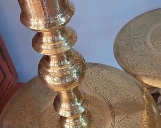 close-up of brass candlesticks