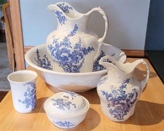 Vintage Alba China Wash Basin, Pitcher, and additional pieces