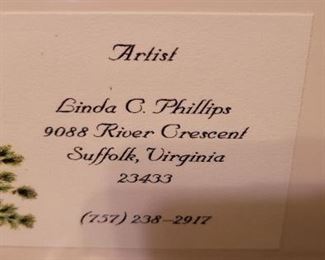 #54 Linda C. Phillips, Birds on Branch, matted