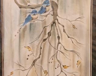 #53 Artist Linda C. Phillips, Blue Birds on Branch