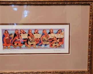 #56 Artist Larallre?, "The Procession", matted and Framed