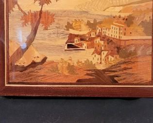 #59 Asian Wood Block Art city scene with water