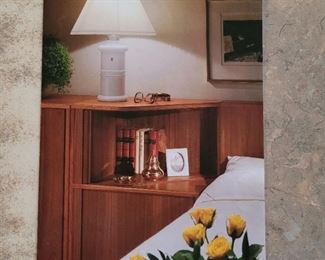 Pair of Nightstands-tables with tambour sliding doors, right and left Nightstands-tables purchased at Scan Co-op