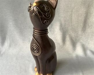 Art Deco Cat with Brass Ears and Attitude