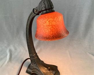 Art Deco Lamp with Great Orange Shade