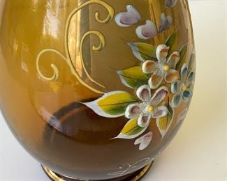 Bohemian Hand Painted Glass Vase