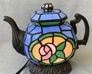 Stained Glass Coffee Pot Lamp