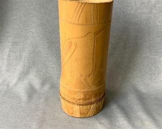 Bamboo Vase, Hand Carved, Artist Signed